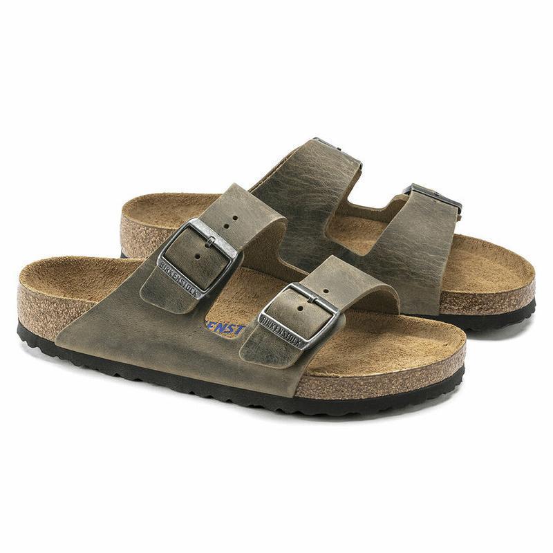 Birkenstock Soft Footbed Oiled Læder Arizona Herre Khaki | DK 255KOR